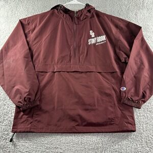 Stony Brook University Windbreaker Jacket Mens Medium Champion Pull Over 1/4 Zip
